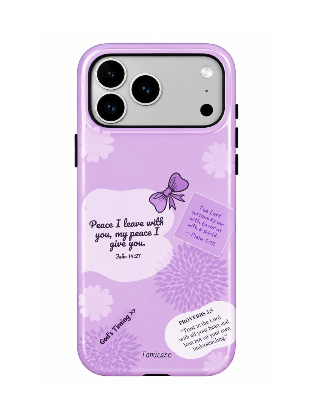Purple Floral Inspirational Bible Verse iPhone Case